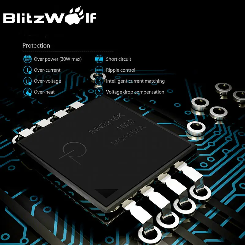 Адаптер USB BlitzWolf QC3.0 для путешествий настенное зарядное устройство стандарта ЕС