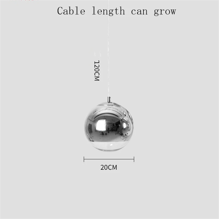 Silver 20CM Скандинавский светодиодный подвесной светильник из стекла, освещение золотого и серебряного цвета, лофт, Ресторан, Бар, промышленный подвесной светильник, Кухонные светильники, подвесной светильник - Цвет корпуса: Silver 20CM