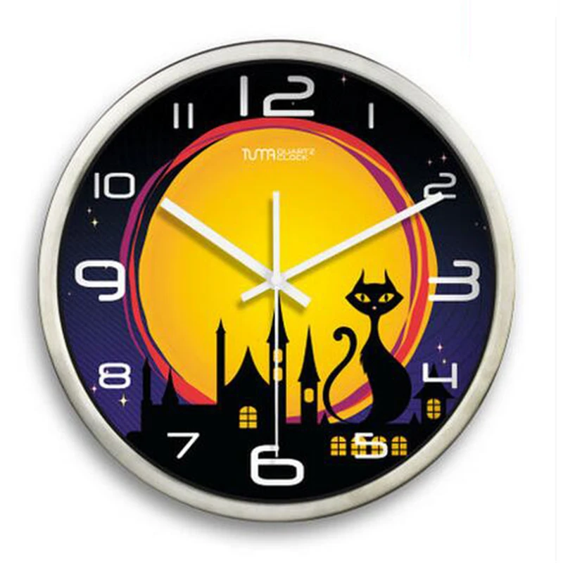 Большой АРТ Мультфильм Креативные настенные часы современный дизайн