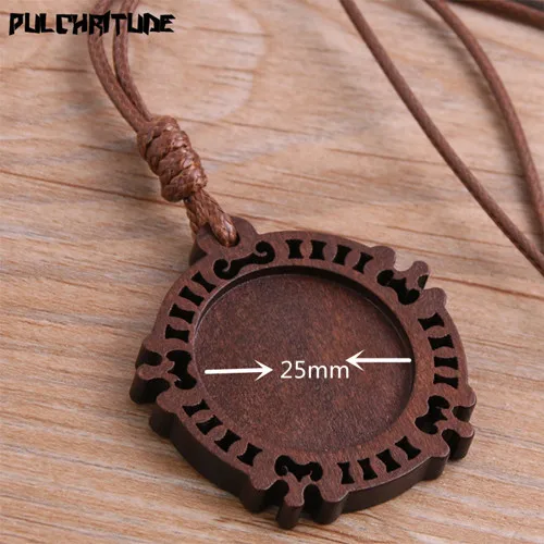 8D136425mm PULCHRITUDE 2 шт. 25/30 мм, длинна по стельке дерево кабошоны принадлежности пустой камея Подвеска База лотки с кожаной шнура для изготовления ювелирных изделий - Цвет: 8D136425mm
