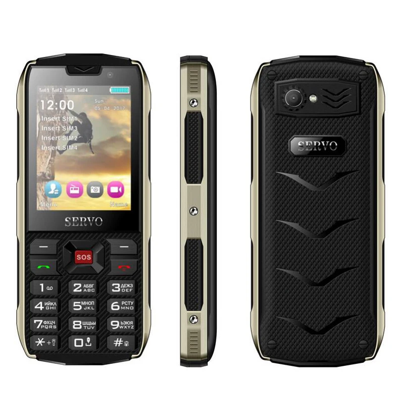 Четыре SIM карты! Внешний аккумулятор! 2 8 дюйма! Большая кнопка 4 карты режима