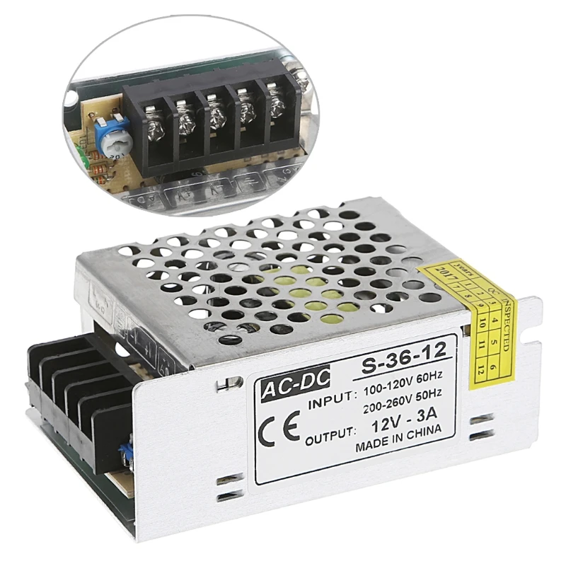 AC 100 260V к DC 12V 3A 36W переключатель питания Драйвер адаптер светодиодные полосы