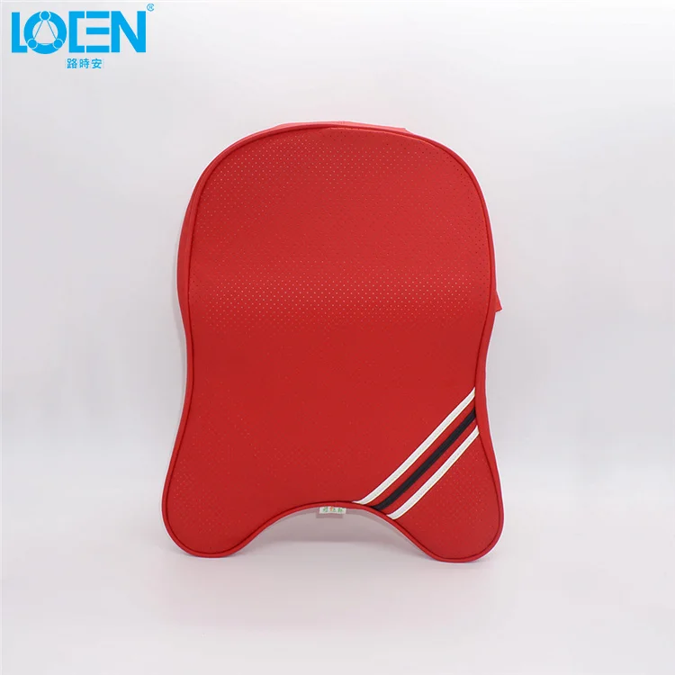 LOEN 3D подушка для подголовника автомобиля с эффектом памяти подушка для поддержки шеи Подушка для автомобильного сиденья Подушка для снятия усталости дышащий Съемный чехол - Название цвета: Red PU cover