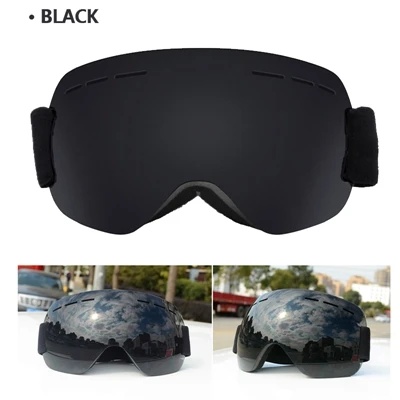 black Профессиональные лыжные очки, многослойные линзы, для взрослых, противотуманные, UV400, лыжные очки, для катания на лыжах, сноуборде, мужские, женские, снежные очки, 5 цветов - Цвет: black