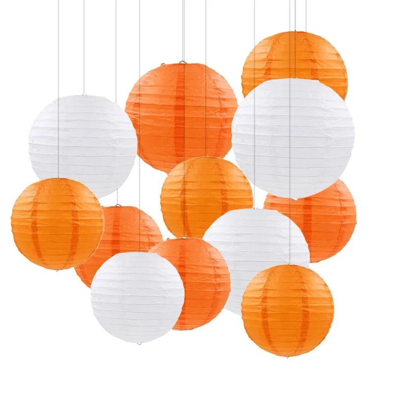 Orange 20 шт./компл. на возраст от 6 до 12 лет ''белый китайский Бумага Фонари шар светильник, свадебные BabyShower украшения Бумага абажур Обручение вечерние Декор - Цвет: Orange