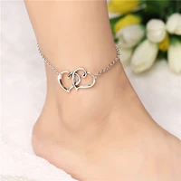 retro punk 2020 new summer fashion anklets wild love heart shaped double hearted anklet lady legs anklet wholesale