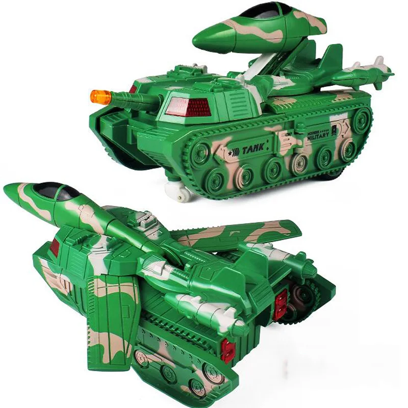Electric Remote Control Toy Five-Channel One-Button Deformation Tank Aircraft With Light Children's Toys | Игрушки и хобби