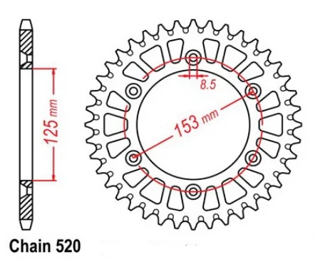 520 цепи 38 Размеры 39-40 42-45, 47, 48, 49, 50, 51, 52, 53 60 T зубы мотоцикла звездочки для honda CRF CRM CR XL XR 125 150 230 250 400 450