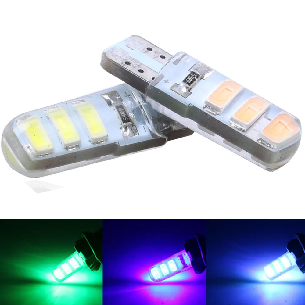 

YSY 50x T10 W5W Silica Gel 6 SMD 5630 5730 LED car interior light WY5W 194 501 LED wedge parking dome bulbs Turn Side lamps 12V