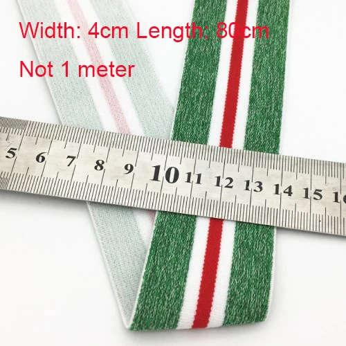 4cm green white RE 40 мм(1,5") 1 м золотая полоса высокие эластичные ленты канатная Резиновая лента линия спандекс лента для шитья кружевная отделка поясная лента аксессуары для одежды - Цвет: 4cm green white RE