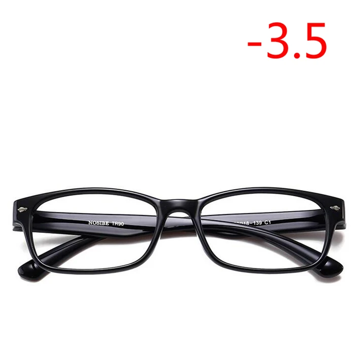 Myopia 350 1,0-1,5-2,0-4,0 квадратные очки для близорукости с градусом женские мужские короткие очки для коррекции зрения TR90 полосатая черная синяя красная Желтая оправа - Цвет оправы: Myopia 350