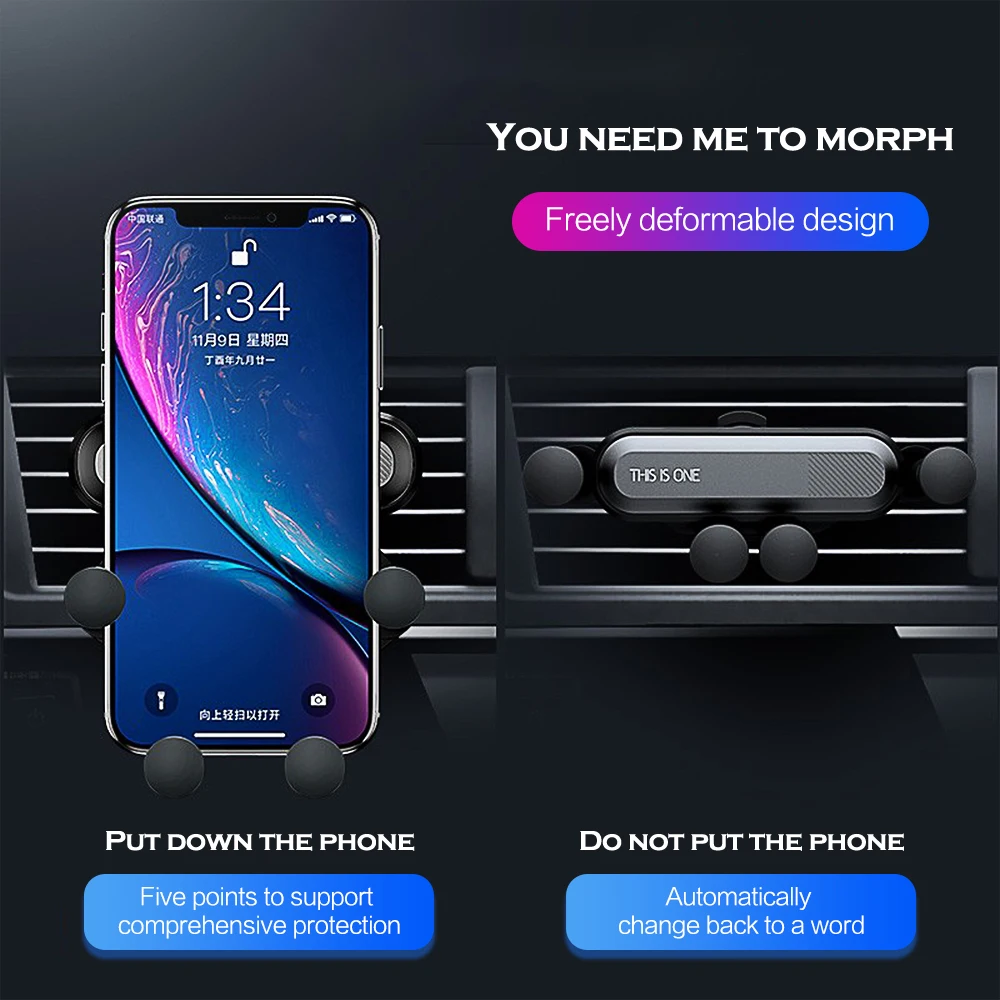 Автомобильный держатель для телефона для iPhone X, XR, Xs, Max, samsung, S9, Универсальное крепление на вентиляционное отверстие, автомобильные держатели для Xiaomi, huawei, гравитационная подставка для мобильного телефона