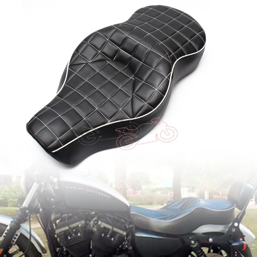 

Motorcycles PU Leather Driver&Passenger Two Up Tour Seat Bench Rear Seat Sofa Cushion for Harley XL883 XL1200 N Sportster 05-13