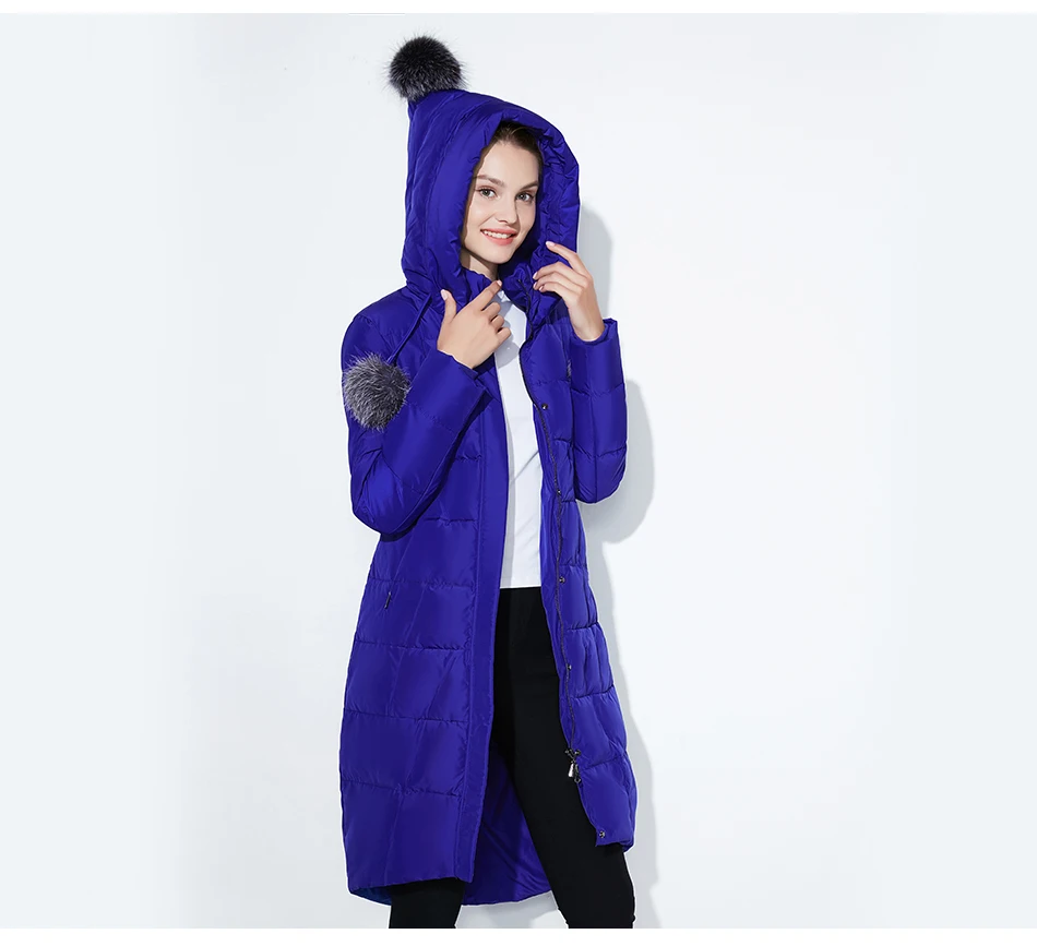 SnowClassic зима длинная куртка женщин теплый пальто мода Preppy Style outwear сплошной толстый куртка передний край лисица меховой воротник