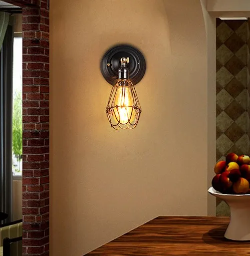 

Retro Loft Style Edison Wall Sconce Iron Cage Wall Light Fixtures Vintage Industrial Lighting Wall Lamp For Home Arandela