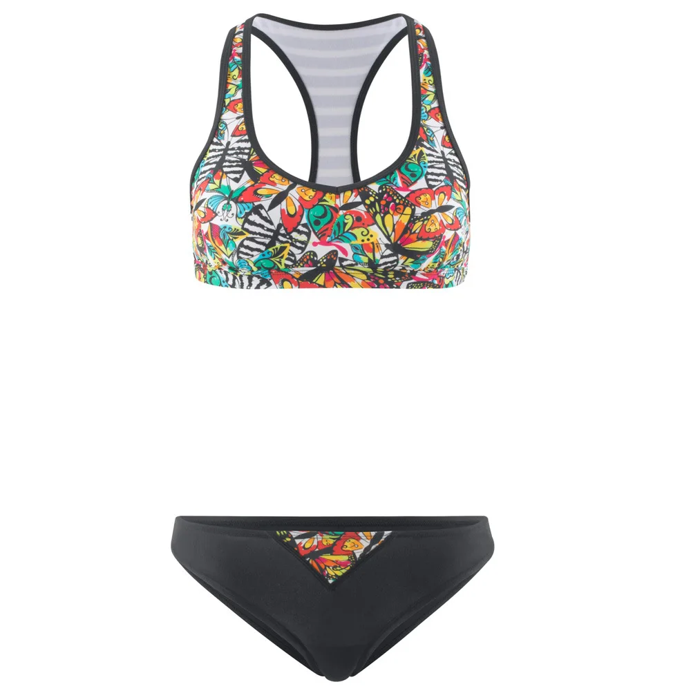 Бразильский Push Up Бикини Спортивный комплект Тип бикини Для женщин Лоскутная