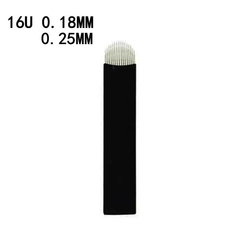 100pcs Black Lamina Microblading Needles 018mm U Shape 18 pins Blades Tattoo Needles For Permanent Makeup Pen