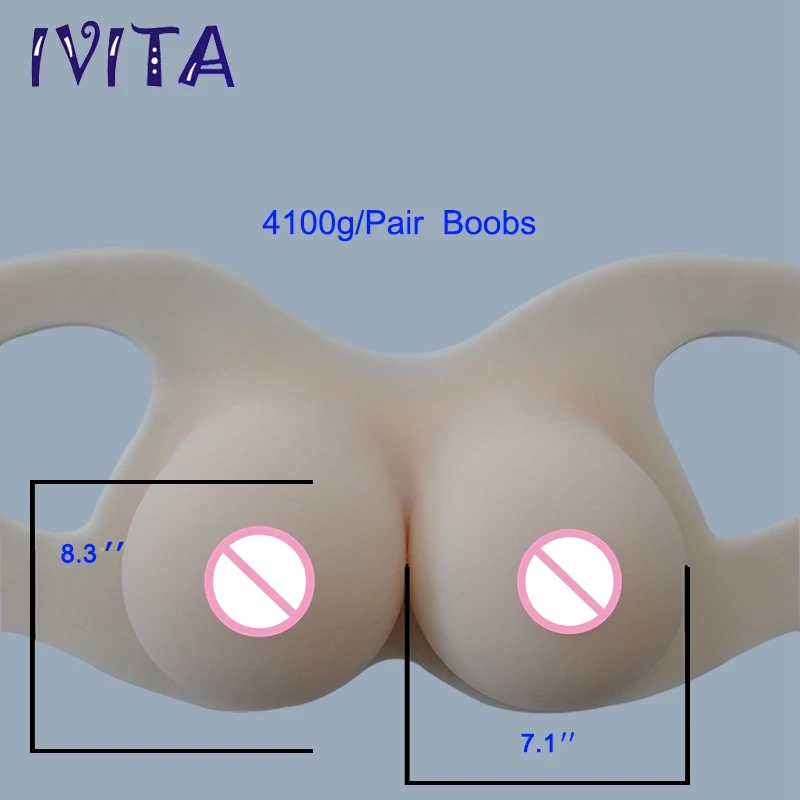 IVITA 4100g White Silicone Breast Forms Artifical False Fake Boobs For Crossdresser Transgender Drag-Queen Enhancer |
