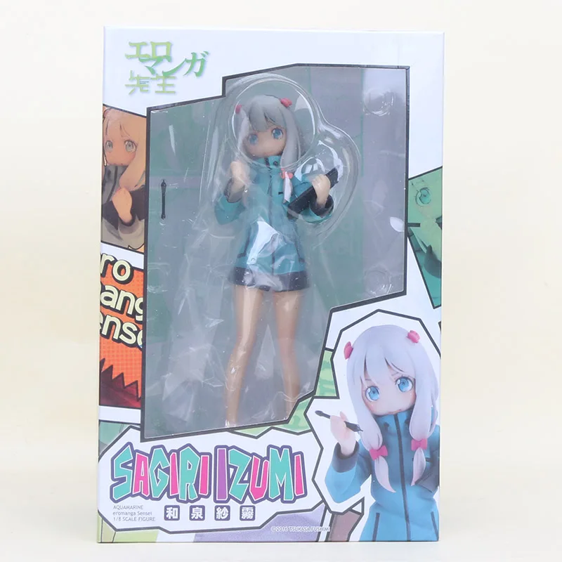 green stand with box Eromanga Sensei Sagiri Izumi, фигурка, 1/8 масштаб, окрашенная Милая ПВХ фигурка, коллекционная игрушка, 14 см-20 см - Цвет: green stand with box