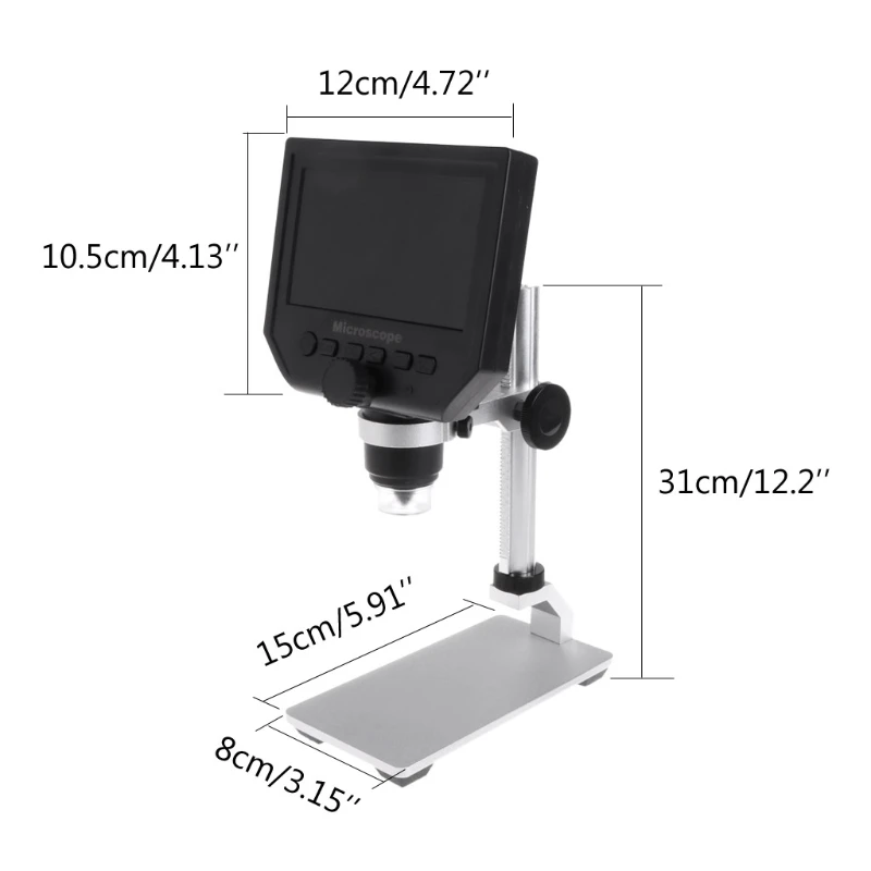 

G600 4.3" LCD Digital Microscope LED Zoom 1-600X 3.6MP HD Camera Video Recorder