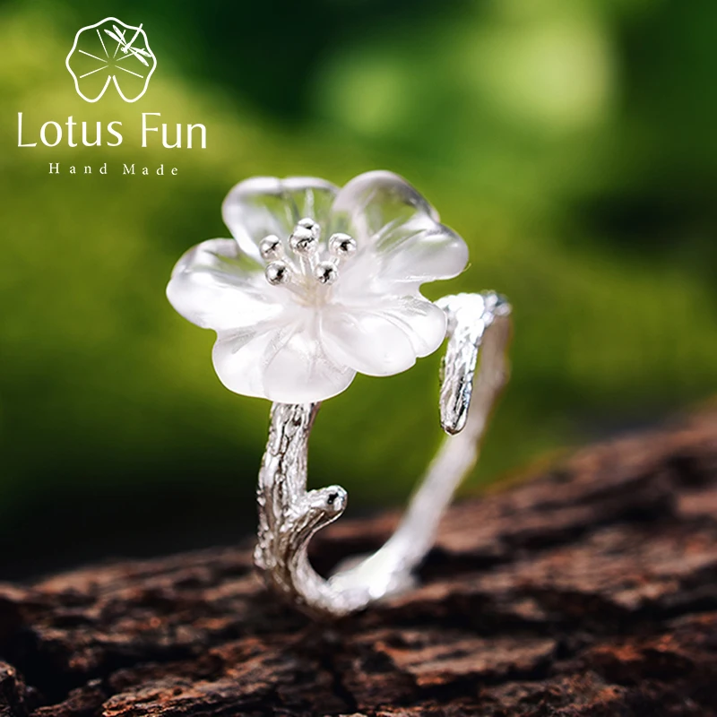 Женское кольцо с цветком под дождем Lotus Fun обручальное ручного изготовления из