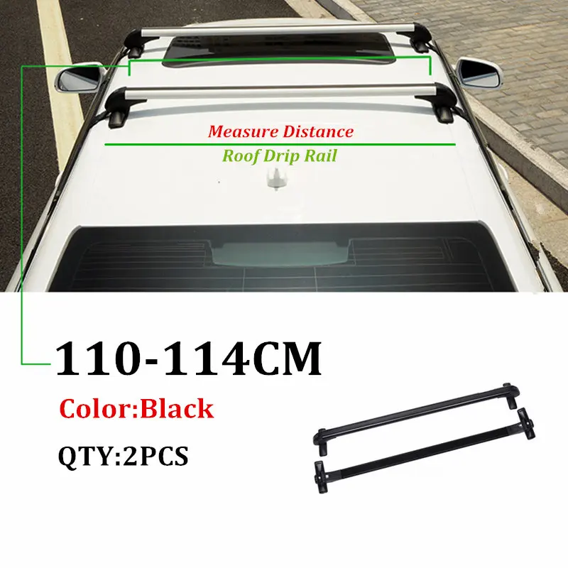 ALWAYSME, 2 шт., универсальный, подходит для автомобиля, без оригинала, RoofRack, автомобиль, внедорожник, алюминиевый верх, багаж, багажник на крышу, поперечная планка с противоугонным замком - Цвет: Black 110-114CM