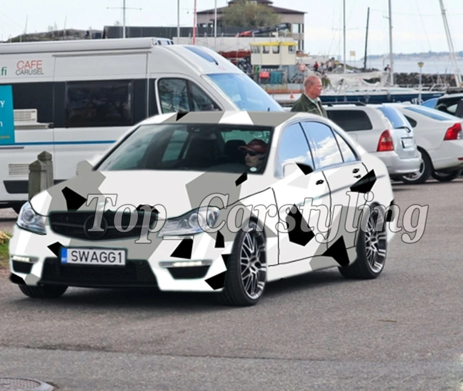 Черный белый серый камуфляж бомба виниловая наклейка Foile Wrap Roll/Camo пленка с