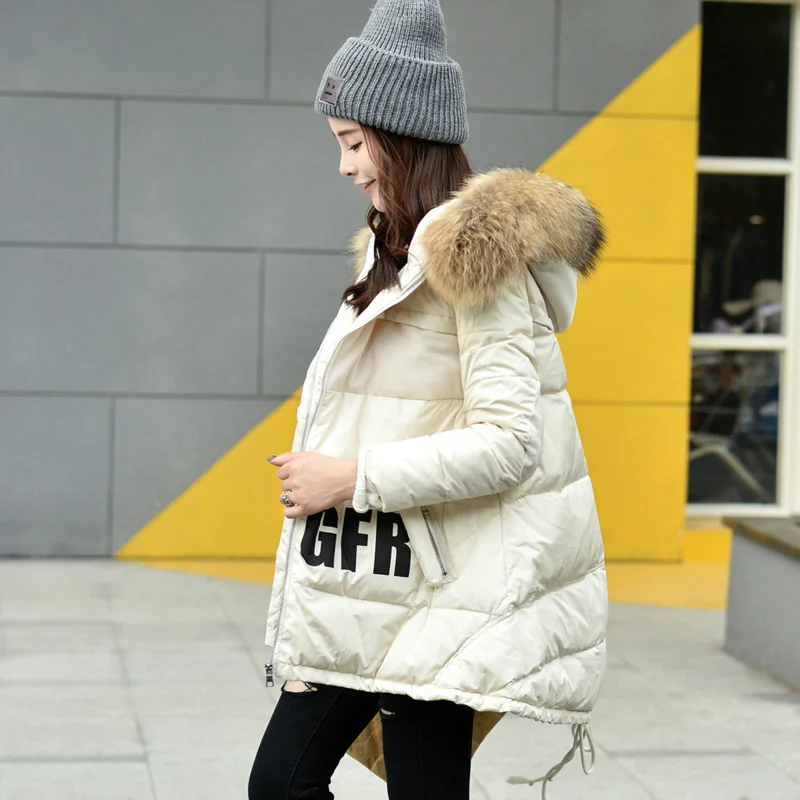 Зимнее пальто для женщин 2018 пуховик женские зимние куртки и белый с большим