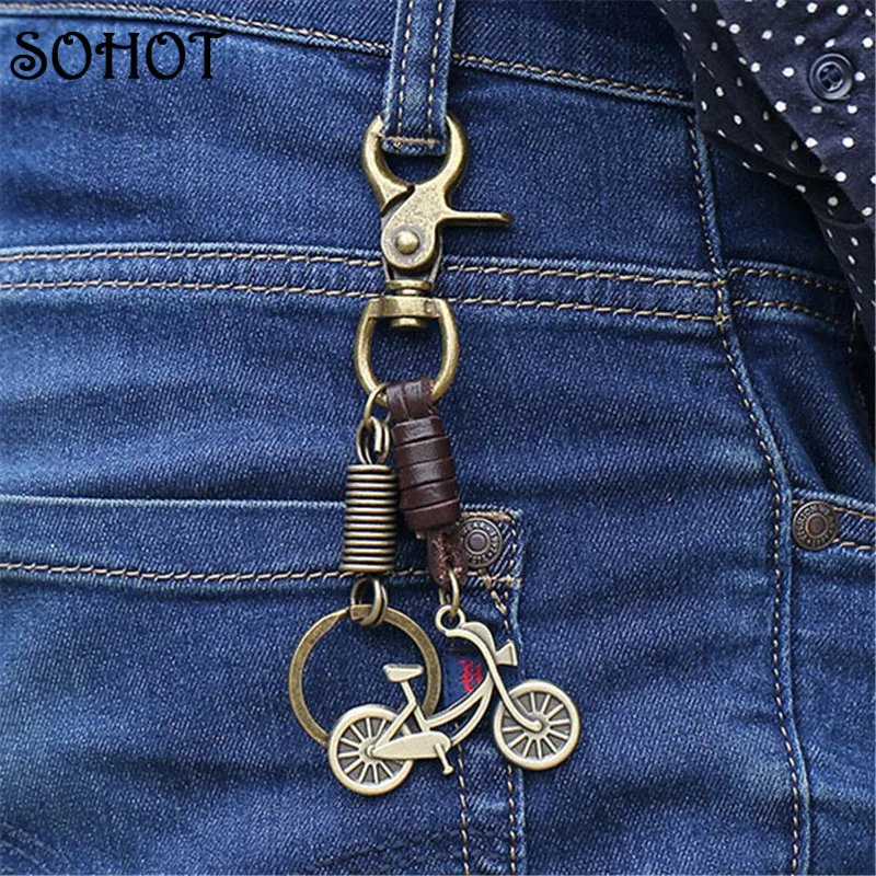 SOHOT ручная работа натуральная кожа сплав велосипедный брелок подвеска сумки