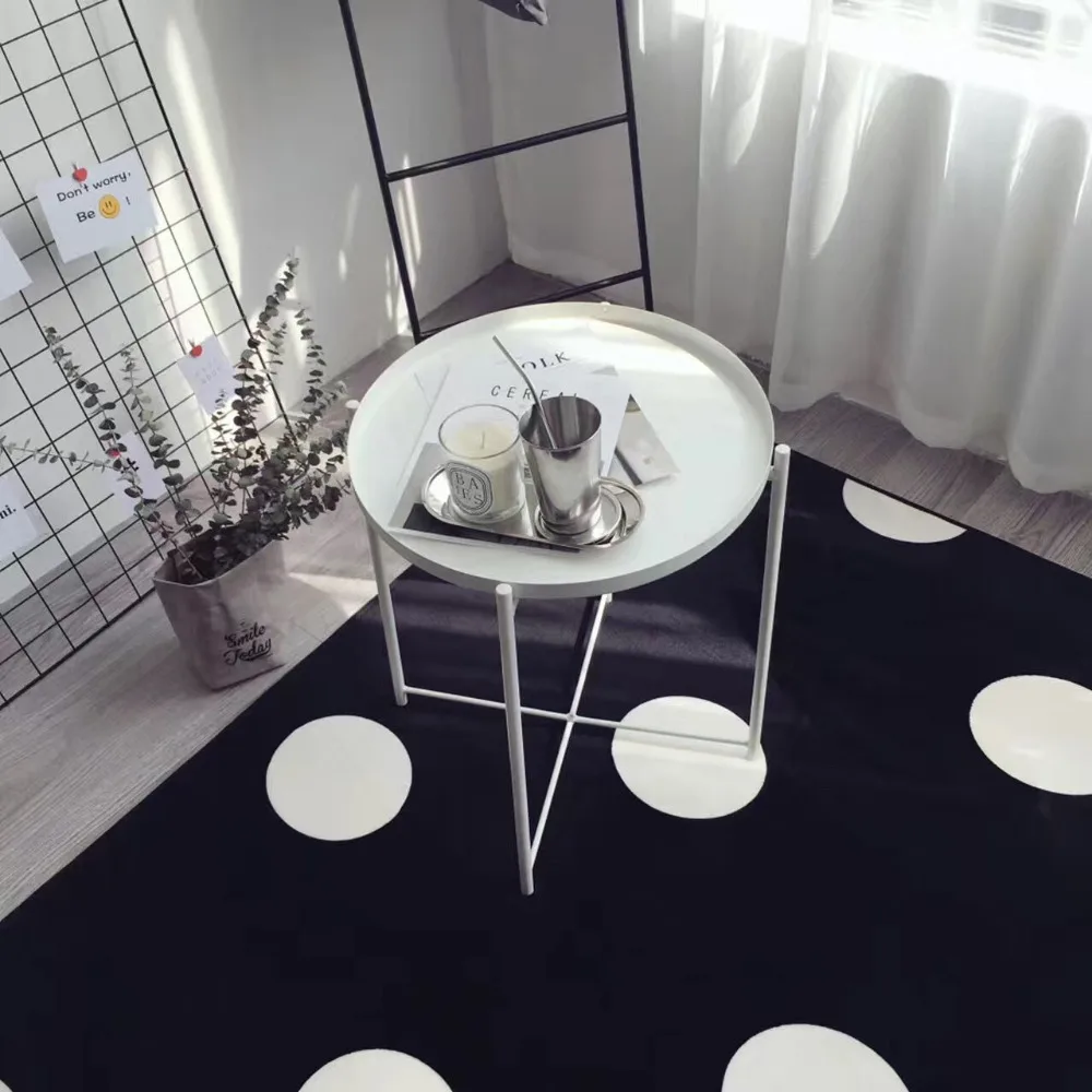 Beste Eenvoud Fashion Wit Zwart Stippen Woonkamer Slaapkamer Decoratieve Tapijt Gebied Tapijt Vloer Yoga Baby Kruipen Speelkleed Pad