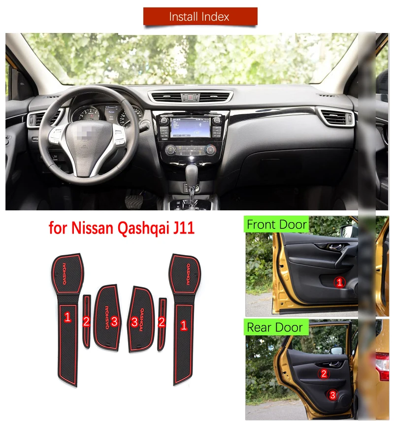Противоскользящий коврик с прорезями для ворот коврики пазами Nissan Qashqai J11 2014 2015 2016