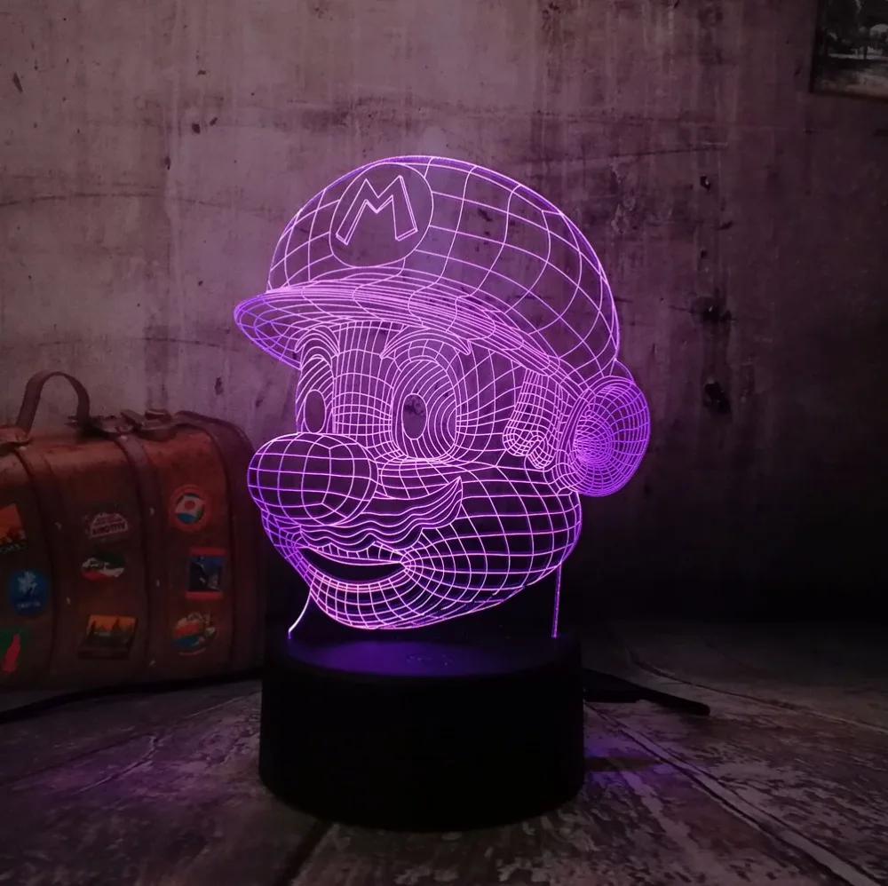 Q 3D LED Mario Ночник светильник 7 цветов Изменение стол USB сенсорный RC пульт Новинка