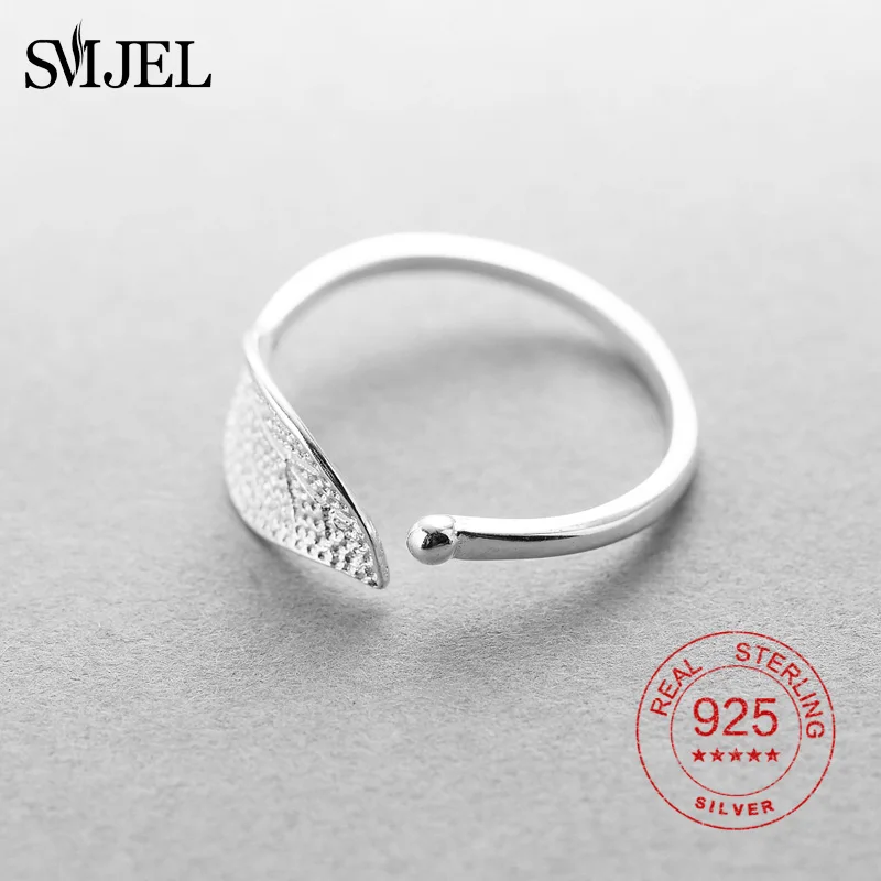 SMJEL из стерлингового серебра пробы, трендовые кольца с открытым листком для женщин, простые кольца в стиле бохо, Женские Ювелирные изделия в стиле бохо, подарок на день рождения