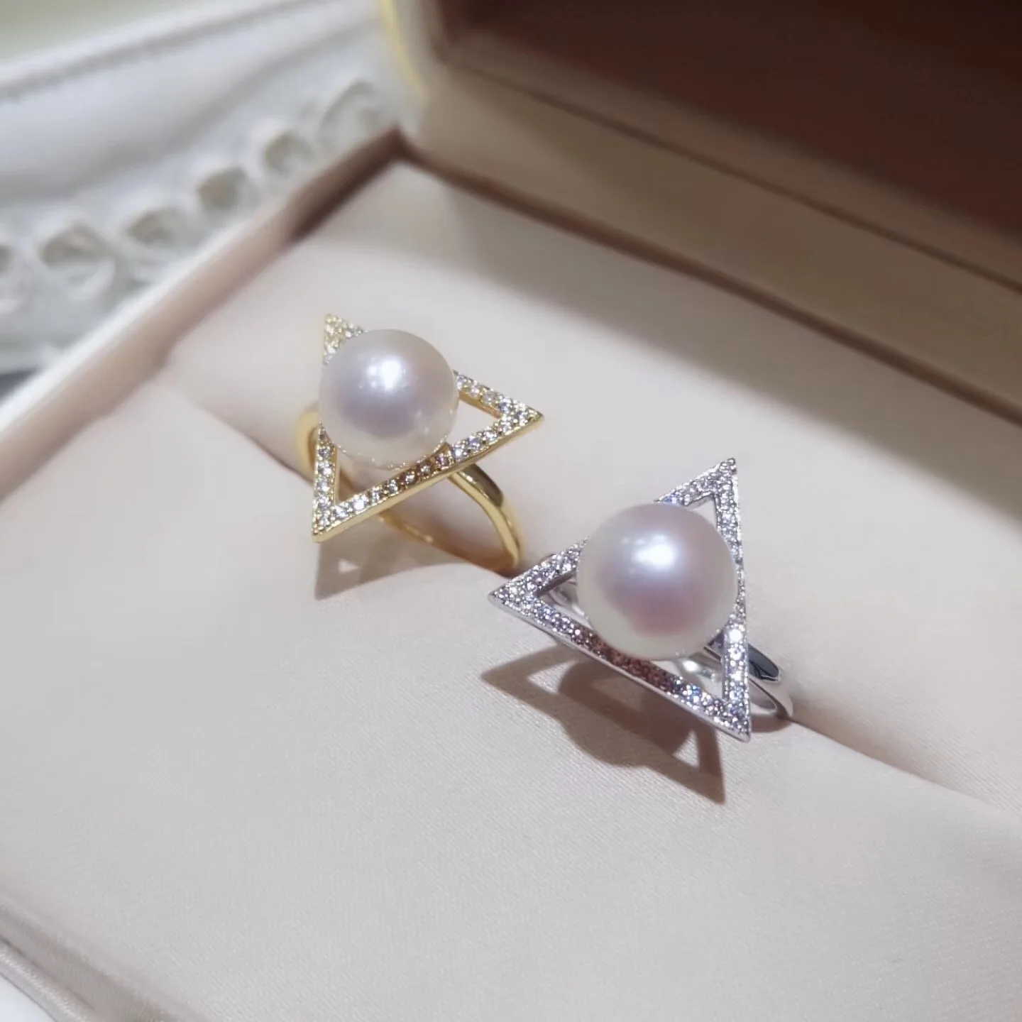 Triangle Design Rings Settings S925 Sterling Silver Holder Women DIY Pearl Jewelry Accessory 3Pieces/Lot | Украшения и аксессуары