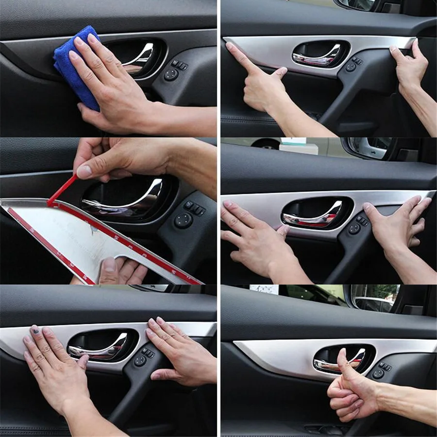 

Fit For Nissan X-Trail 2014 2015 2016 Car Door Interior Handle Panel Trim Strip Sequins Sticker Auto Car-styling Covers