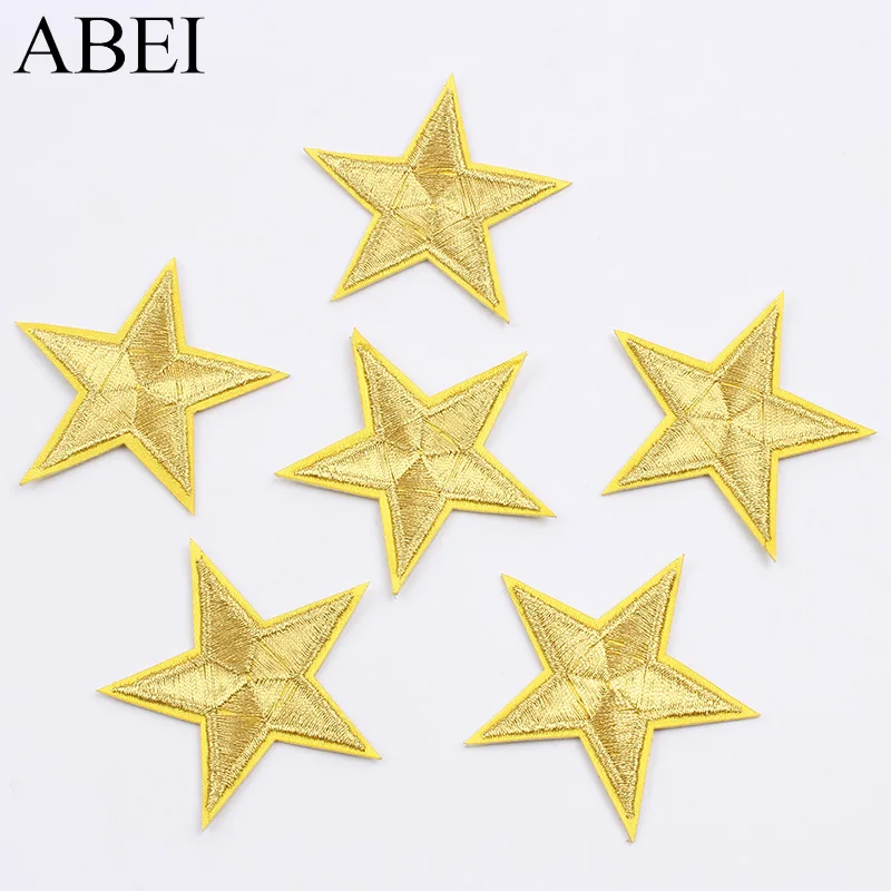 10 шт./лот нашивки с вышитыми золотыми звездами наклейки на пальто джинсы Швейные