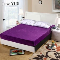 janeyu home textile flannel mattress cover pure color bed mattress protectors fitted sheet elastic