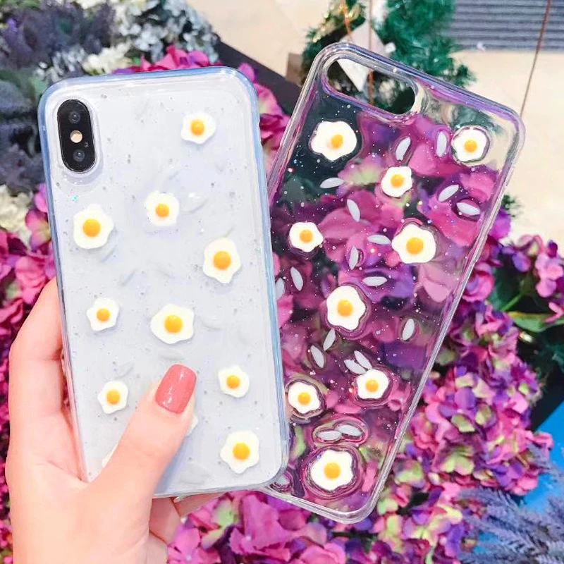 Простые эпоксидные блестки яйцо риса чехол для iphone X XR XS Max 8 7 6 6s Plus мягкие ТПУ