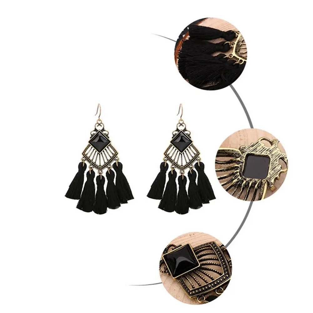 Винтажные богемные стильные серьги с кисточками для женщин геометрические из