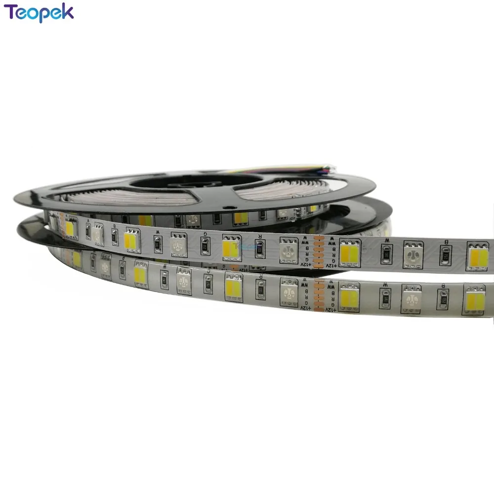 RGB + CCT светодиодный светильник 5050 SMD 60 светодиодный s/m RGBW Полная Цветовая Регулируемая температура Светодиодная лента RGB CCT 12 В 24 в 10 мм PCB 5 м/лот