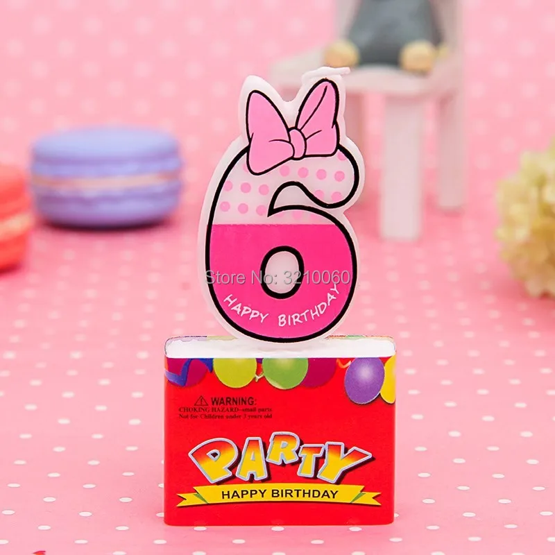 Pink 6 Цифры 0-9 Микки Минни Маус свечи для детей день рождения украшения принадлежности творческий романтический торт Кекс Топпер Декор - Цвет: Pink 6