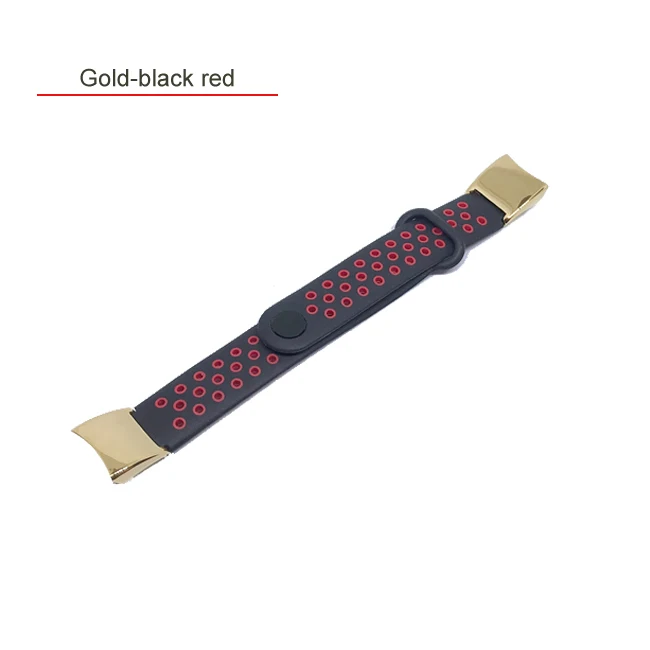 gold-black red Силиконовый металлический ремешок для huawei Honor Band 4, резиновый браслет, браслет из нержавеющей стали, браслет huawei Band 4, аксессуары для браслетов - Цвет: gold-black red
