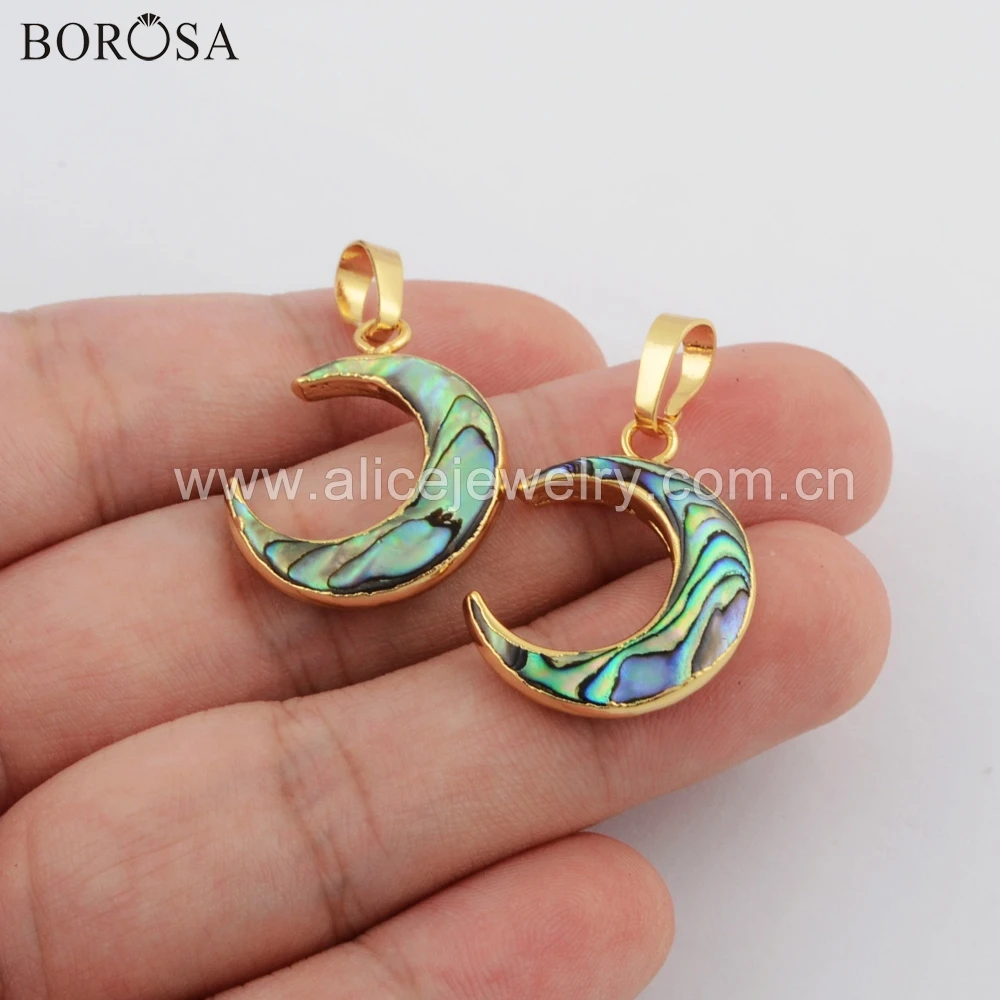 BOROSA 5/10 шт Новое поступление позолоченный кулон в виде раковины абалона рога