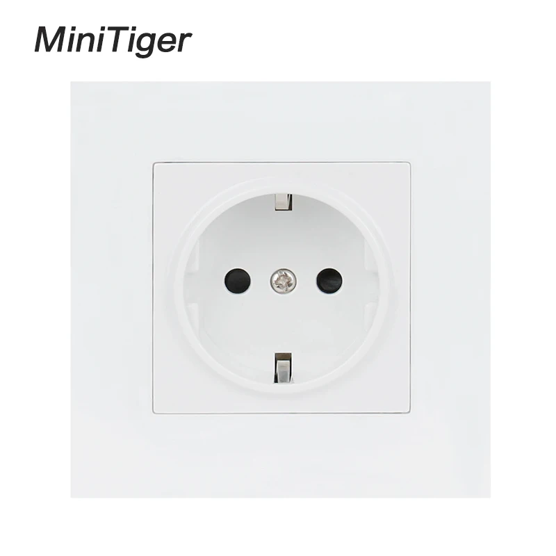 Minitiger Белая настенная пластиковая панель 1 банда розетка заземленная 16А стандарт