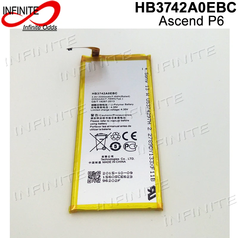 Аккумулятор 2000 мАч HB3742A0EBC 3 8 В li ion мобильный телефон аккумулятор для Huawei Ascend P6|battery