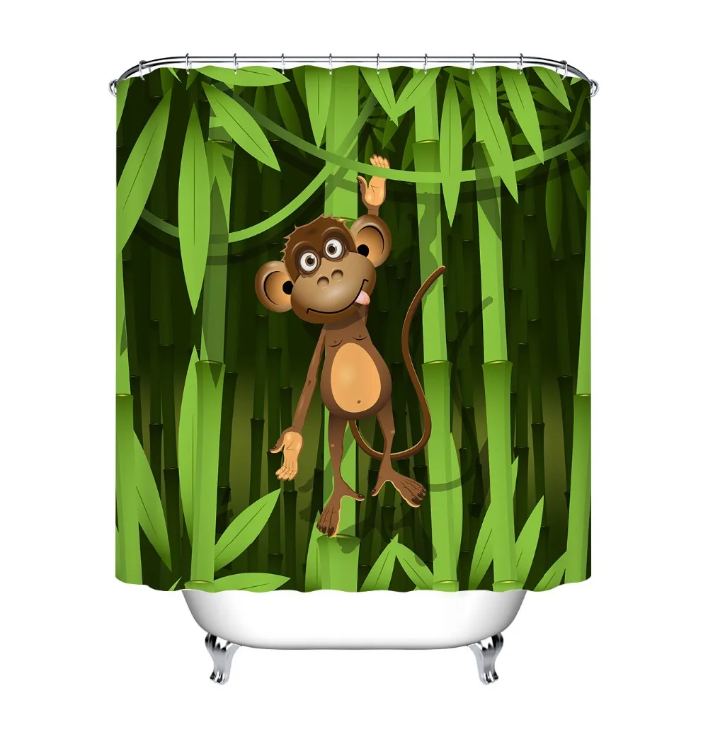 LB 72''Brown обезьяна джунгли зеленый бамбуковый лес занавеска для душа s ванная
