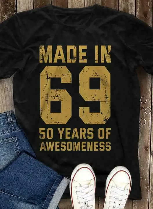 Сделано в 69 50 лет Aweso Мужская ess 50Th день рождения черная футболка S 4Xl | одежда