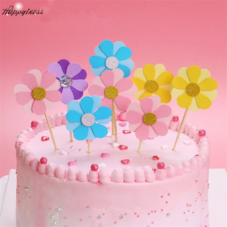 6 шт. цветочный торт Топпер флажки для кексов Baby Shower сувениры мальчик дети цветок
