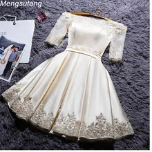 Robe De Soiree короткое ТРАПЕЦИЕВИДНОЕ светоотражающее платье с вырезом лодочкой для банкета, платье подружки невесты, кружевное элегантное формальное платье для выпускного вечера