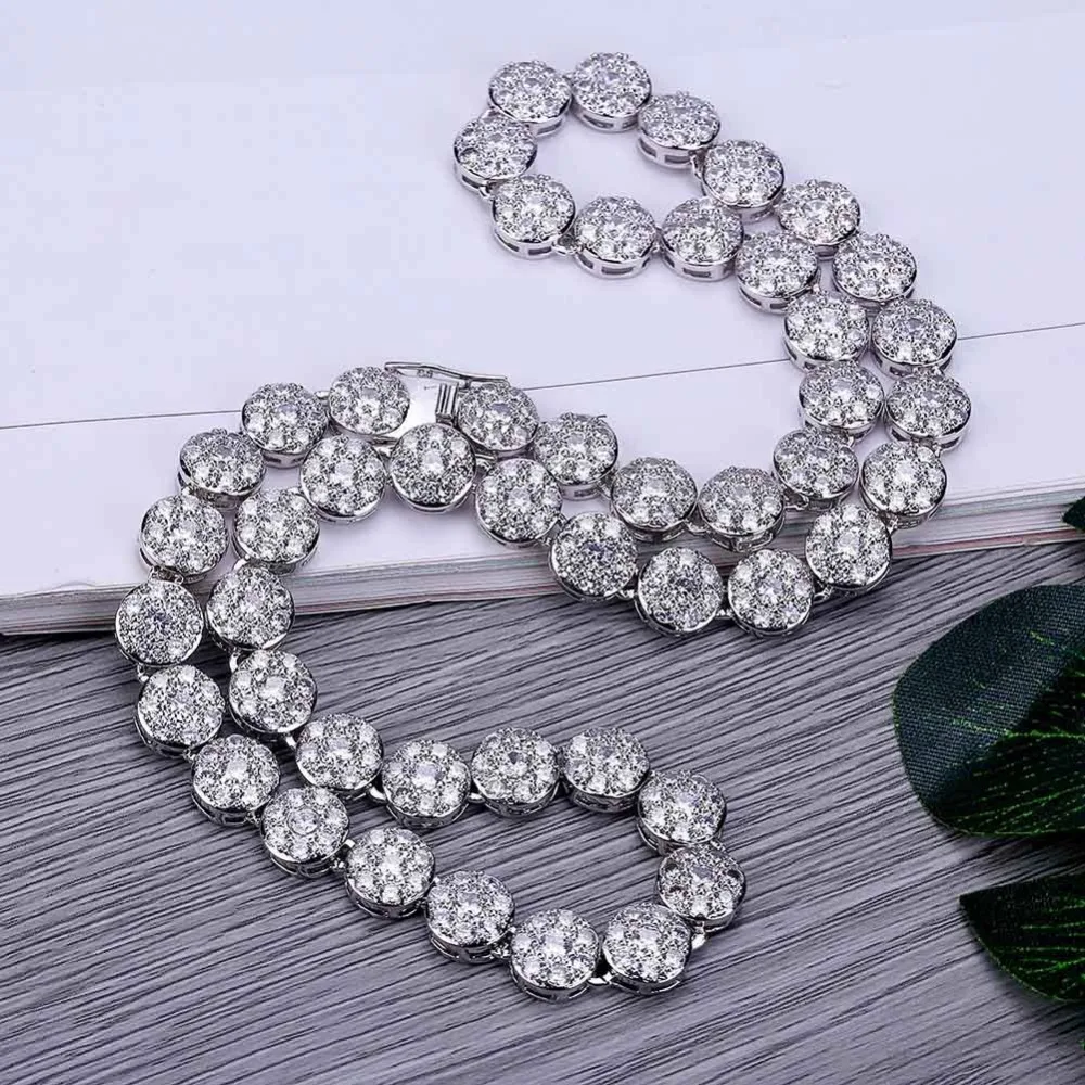 В стиле «хип-хоп» Bling Круглый Кофейные зерна Цепочки и ожерелья цвета: золотистый, серебристый 1 ряд CZ камень теннис цепи Чокеры Цепочки и ожерелья s для Для мужчин ювелирные изделия
